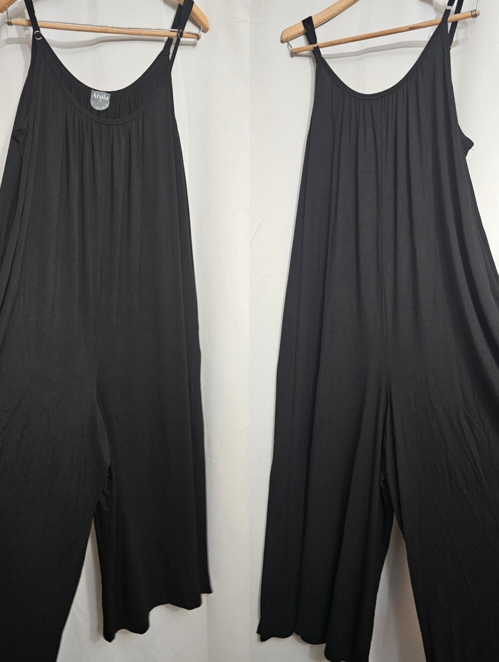 Jumpsuit Wide Leg Lightweight Relaxed Neckline Harem Silouette Black Size 2X